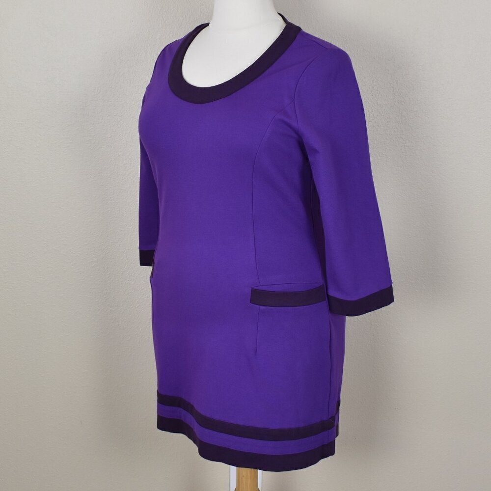 Boden Contrast Trim Ponte Sheath Dress - 16 - Picture 4 of 9
